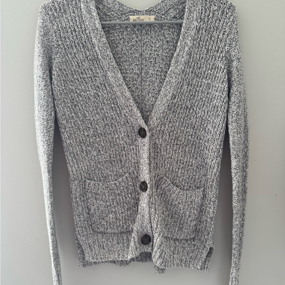 Vintage Hollister Women's Y2K Bella Swan Cardigan Heather Gray Button Up Size XS